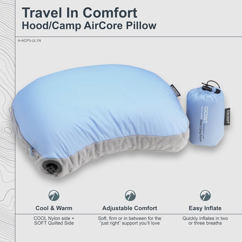 Cocoon - Premium - Ultralight Inflatable AirCore Shaped Pillow - Washable Travel Air Pillows for Camping, Hiking, Backpacking (Regular 11" x 15") - Image 4